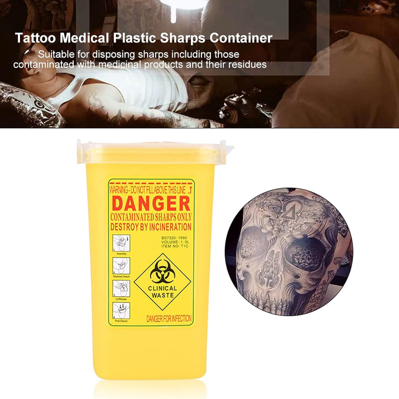 Needle Disposal Container, Cannula Drop Container, 1 Liter Medical Plastic Sharps Container, Tattoo Needles Disposal Mini Waste Box, Waste Box Waste Bin For Medical Waste (Yellow) - NewNest Australia