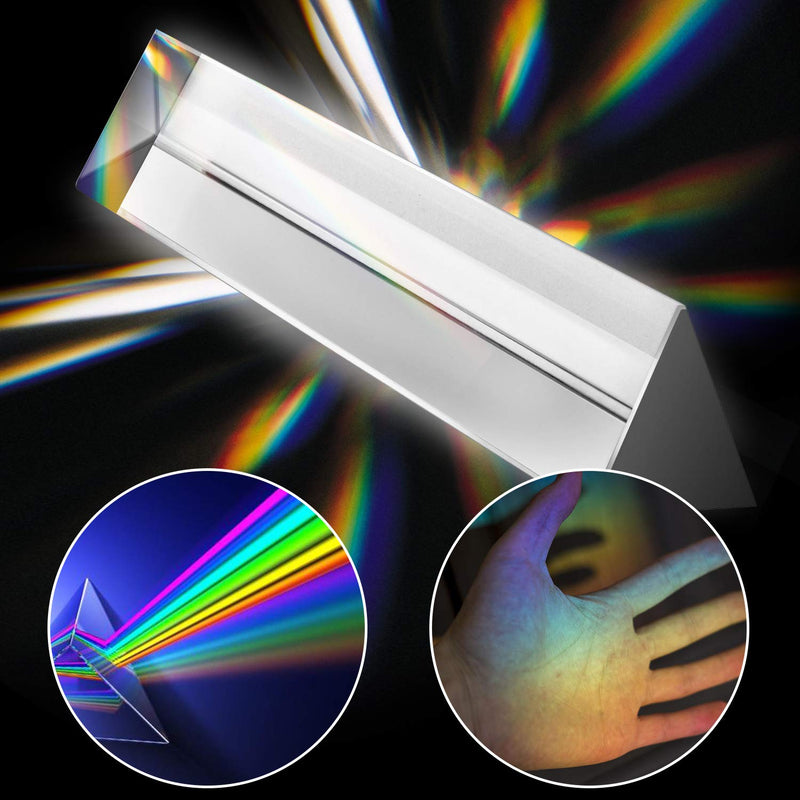 Young4us 2 Pack 6-inch Crystal Optical Glass Triangular Prism for Photography, Kids, Science, Teaching Light Spectrum, Physics and Taking Photos Pictures (Set of 2, 150mm) - NewNest Australia