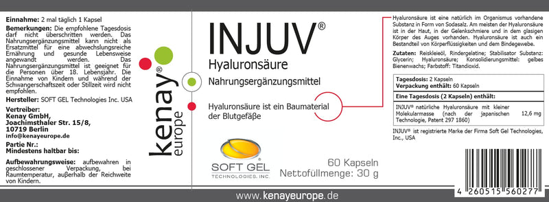 INJUV Hyaluronic Acid 60 Capsules kenay Europe - NewNest Australia