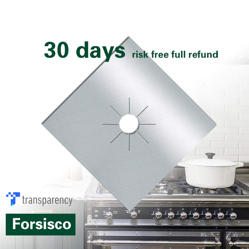 Forsisco Stove Burner Covers Upgraded Double Thickness Stove Covers for Gas Burners Silver Nonstick Gas Stove Burner Liners Reusable Kitchen Guardian Gas Stove Top Protector (8pcs) - NewNest Australia