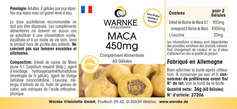 Maca 450 mg - High Dose & Vegan - Yellow Maca Root Extract - 4500 mg per Daily Dose - 60 Capsules - NewNest Australia