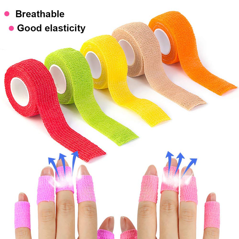 Noverlife 12 Colors Non-wonven Self Adhesive Bandage Wrap for Finger Guard Nail Protector, 2.5cm x 4.5m / 1" x 5yd Waterproof Cohesive Elastic Tape Sports Fixing Band Stretch Wrap - NewNest Australia