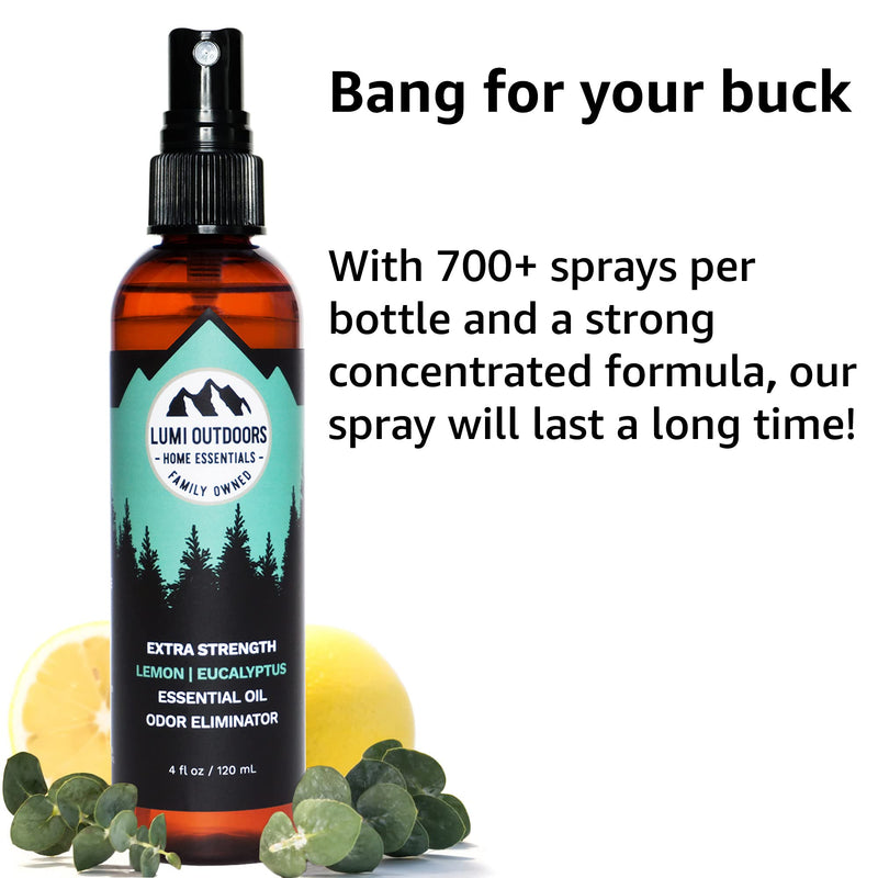 Lumi Outdoors Natural Shoe Deodorizer Spray & Odor Eliminator - Extra Strength Eucalyptus Lemongrass - NewNest Australia