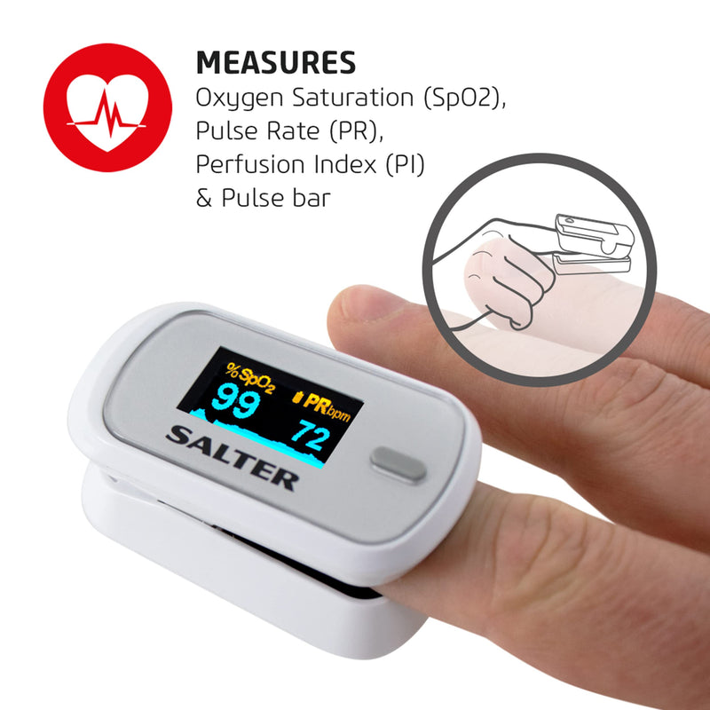 Salter PX-100-EU OxyWatch, Fingertip Pulse Oximeter, Quick Measure, Light and Compact, Portable, Easy to Use, Automatic Power Off, Low Power Consumption, LED Display, Accurate/Fast, 2 Year Guarantee - NewNest Australia