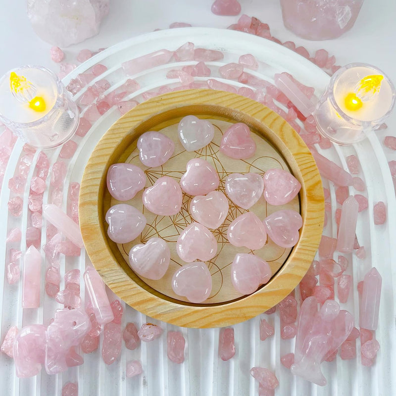 XIANNVXI 10Pcs Rose Quartz Natural Healing Crystals Heart Stones Set Polished Love Palm Pocket Stones Gemstones for Reiki Decor Crystal Beginners Mothers Day Gifts Pink - Rose Quartz - NewNest Australia