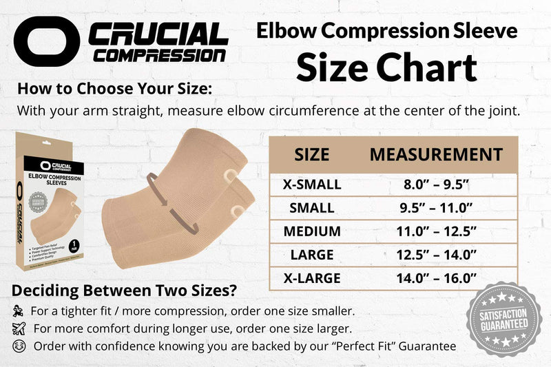 Elbow Brace Compression Sleeve (1 Pair) - Instant Arm Support Elbow Sleeves for Tendonitis, Arthritis, Bursitis, Golfers & Tennis Elbow Brace, Treatment, Workouts, Weightlifting, Pain Relief, Recovery X-Small (8.0-9.5") Elbow Circumference Beige / Nude - NewNest Australia
