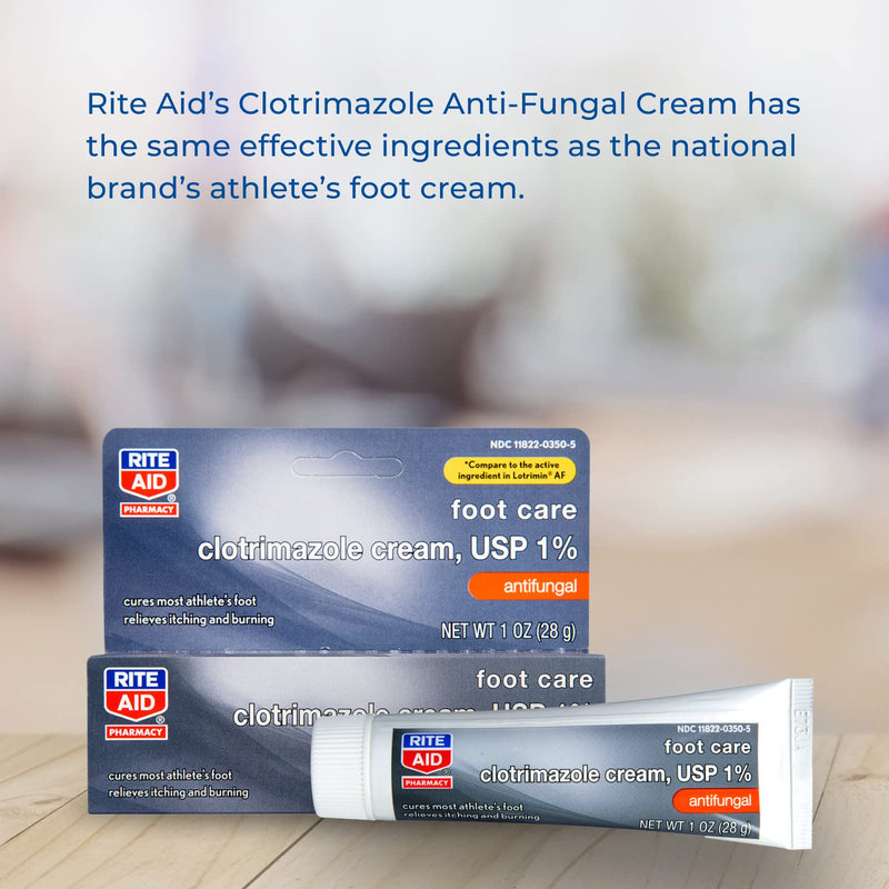 Rite Aid Clotrimazole Anti-fungal Cream, 1% - 1 oz | Treats Athlete's Foot | Jock Itch Cream | Ringworm Cream - NewNest Australia