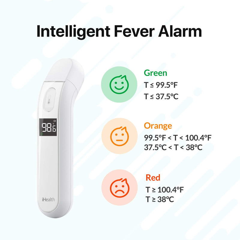 iHealth Thermometer for Adults by iHealth, Infrared Forehead Thermometer for Adults and Kids, Touchless Digital Baby Thermometer with Fever Indicator, Non Contact Thermometer (PT2L) - NewNest Australia