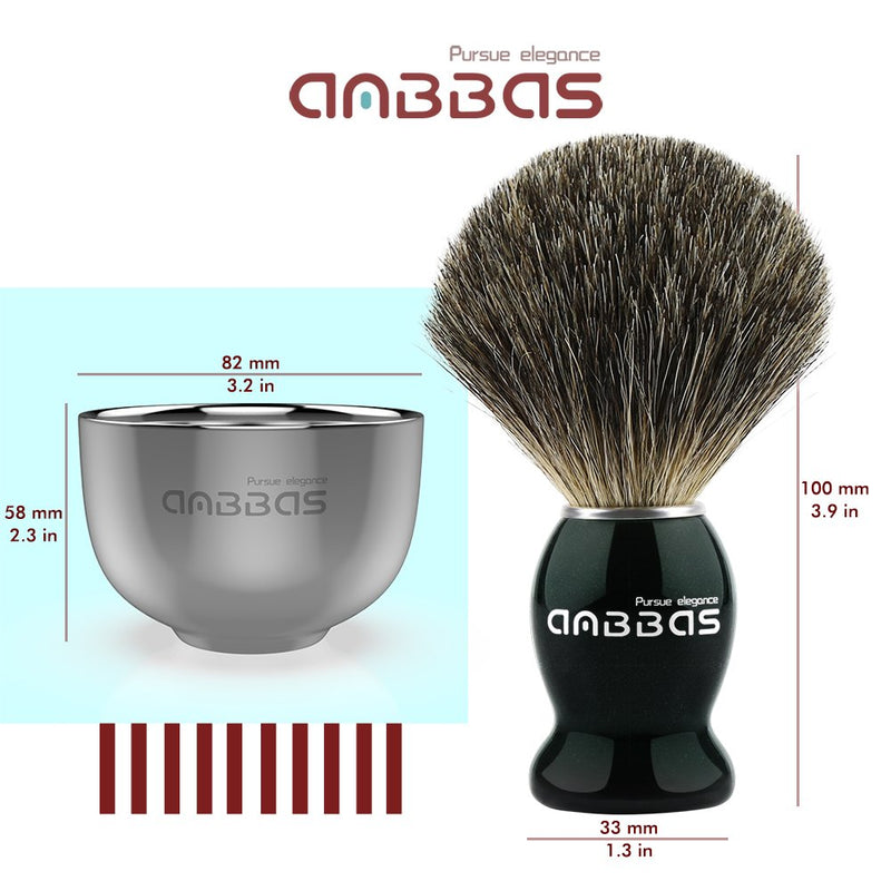 Anbbas Shaving Set Badger Hair Shaving Brush Stainless Steel Shaving Brush Stand Shaving Soap Bowl Mug Goat Milk Soap for Men Gift Set3 - NewNest Australia