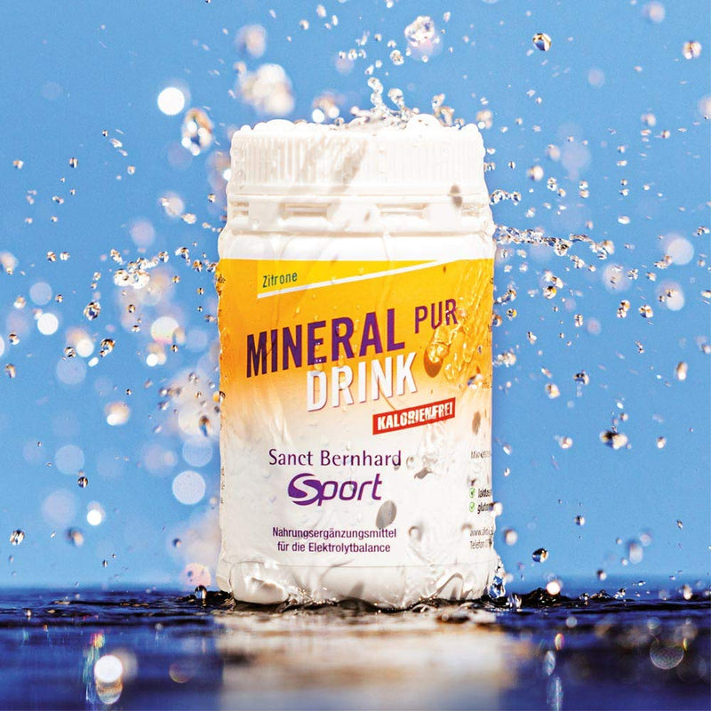 Sanct Bernhard Sport Mineral-Pur-Drink Lemon | 100g powder | for electrolyte balance | calorie-free, lactose-free, gluten-free | Mineral drink | German production & laboratory tested - NewNest Australia
