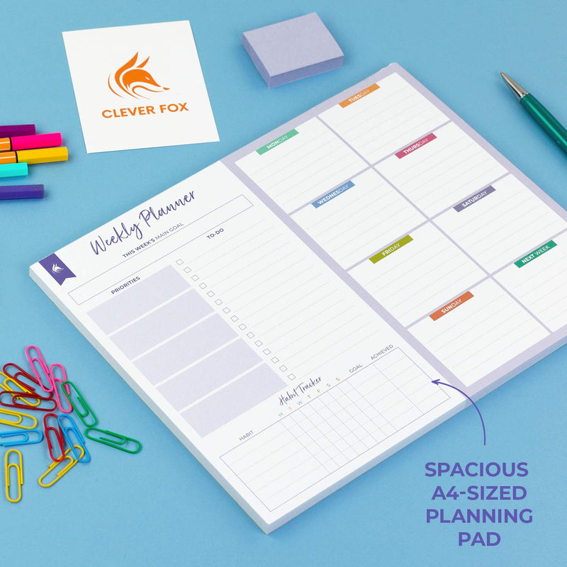Clever Fox Weekly Desk Planner – Desktop Weekly To Do List Notepad & Planning Pad for Boosting Productivity, 50 Tear Off Weekly Journal Sheets, Size: 8.5" x 11" – Lavender A4 (8.5" x 11") - NewNest Australia