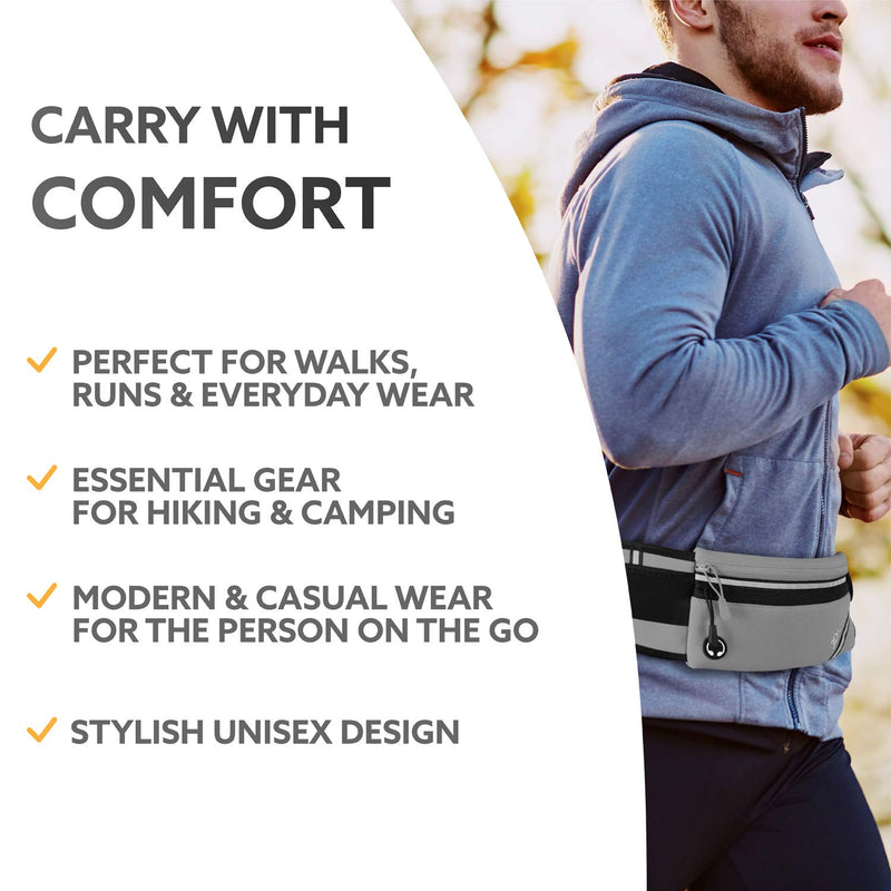 3DActive Running Belt PLUS Waist Pack, Water Resistant Runners Belt, Workout Fanny Pack, Lightweight, All-in-One Reflective Running Pouch for Exercise, iPhone, Android and Accessories (Gray) Gray - NewNest Australia