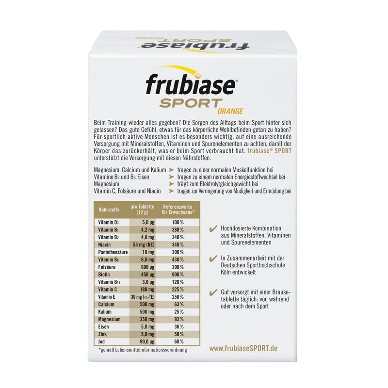 frubiase SPORT Orange - dietary supplement with high-dose minerals, vitamins and trace elements - nutrient supply during sports - 1 x 20 softgel effervescent tablets, pack of 20 (pack of 1) - NewNest Australia