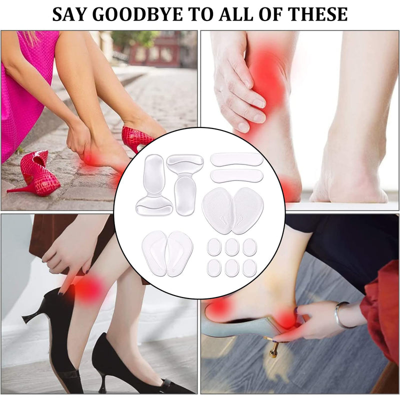 DRERIO 14 Pcs Heel Cushion Pads Shoe Heel Inserts for Shoes Silicone Shoe Pads Gel Heel Grips Adhesive Shoe Pads for Too Big Shoes Transparent Heel Insole Heel Cushions & Cups for Women and Men - NewNest Australia
