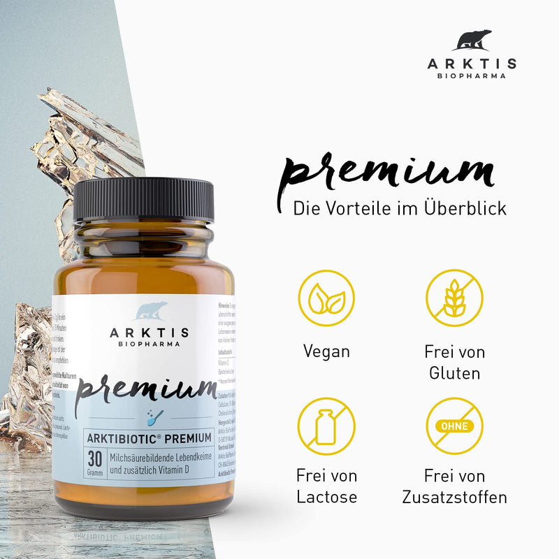 Arktis Biopharma Arktibiotic Premium Powder 30G Selected Lactic Acid Bacteria And Vitamin D, Laboratory Tested, Ideal For Immune System And Gut Flora Support - NewNest Australia