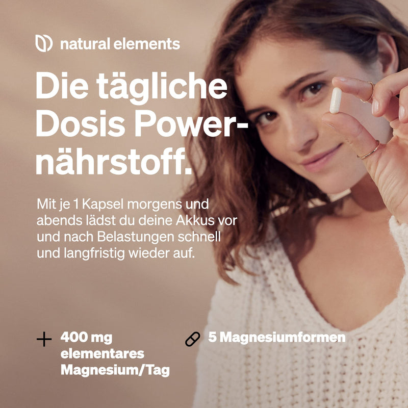 Magnesium Complex - Premium: Made from 5 high-quality compounds - 400mg elemental magnesium per daily dose - laboratory tested, vegan, high dosage - NewNest Australia