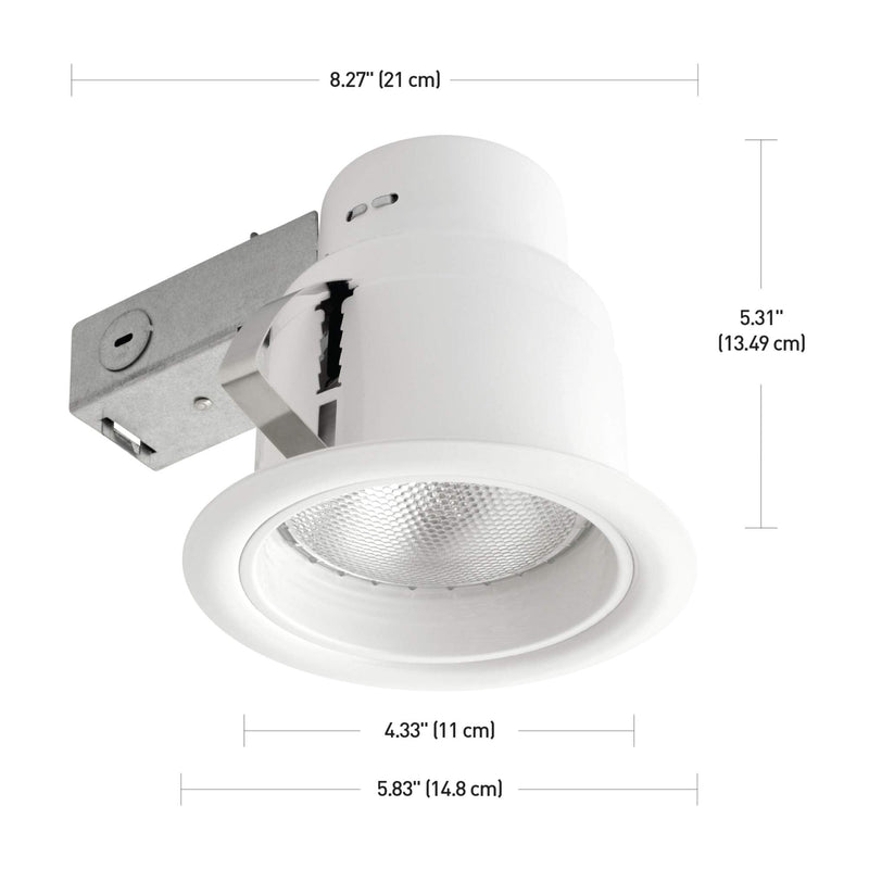 5" Rust Proof Indoor/Outdoor Ridged Baffle Round Trim Recessed Lighting Kit, White, Easy Install Push-N-Click Clips, 4.5" Hole Size,90671 1 Pack - NewNest Australia
