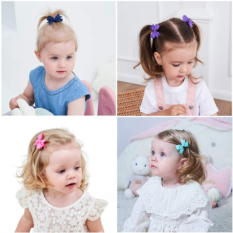 80Pieces Baby Girls Clips 2" Mini Hair Bow Grosgrain Ribbon Hair Bows with Fully Ribbon Lined Alligator Clips for Baby Girls Infant Toddlers Kids 40 Colors in Pairs - NewNest Australia