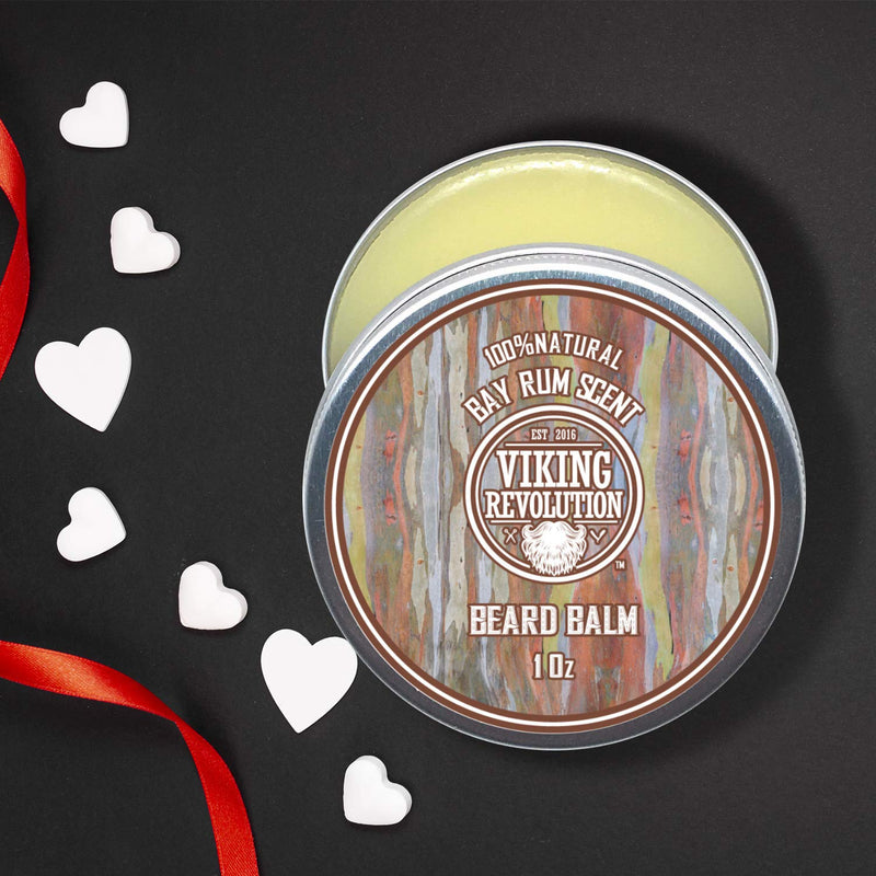 Viking Revolution Beard Balm with Bay Rum Fragrance & Argan & Jojoba Oil - Styles, Strengthens & Makes Beards & Mustaches Soft - Leave in Conditioner Wax for Men - NewNest Australia