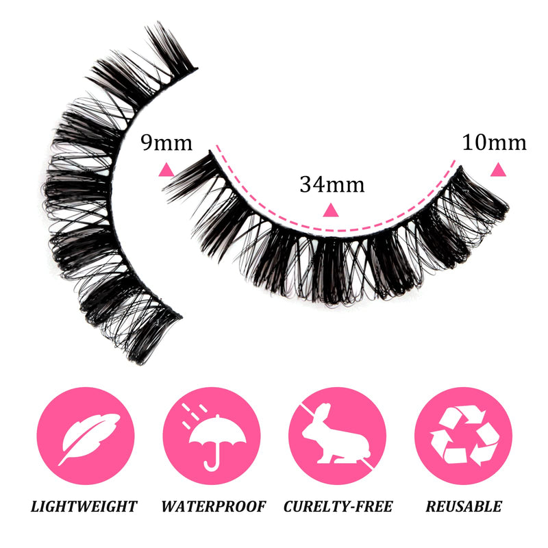 False Eyelashes Russian Strip Lashes D Curl Fluffy Wispy Lashes 10 Pairs Reusable Natural Look Faux Mink Lashes Volume Fake Eyelashes Handmade Thick Soft Long Dramatic Eyelashes (DH0602) DH0602 - NewNest Australia