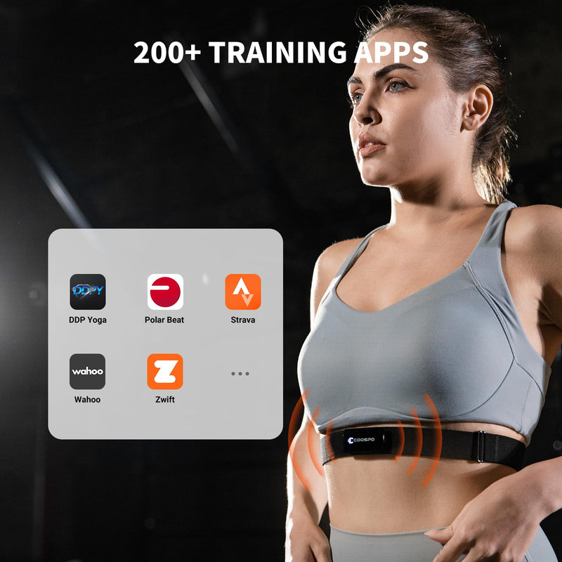 COOSPO H9Z Herat Rate Monitor Chest Strap,Bluetooth 5.0 ANT+ Heart Rate Monitor,Heart Rate Sensor with Rechargeable Battery,HRM Works with Strava/WahooFitness/Polar Beat Peloton/Zwift/DDP Yoga App - NewNest Australia