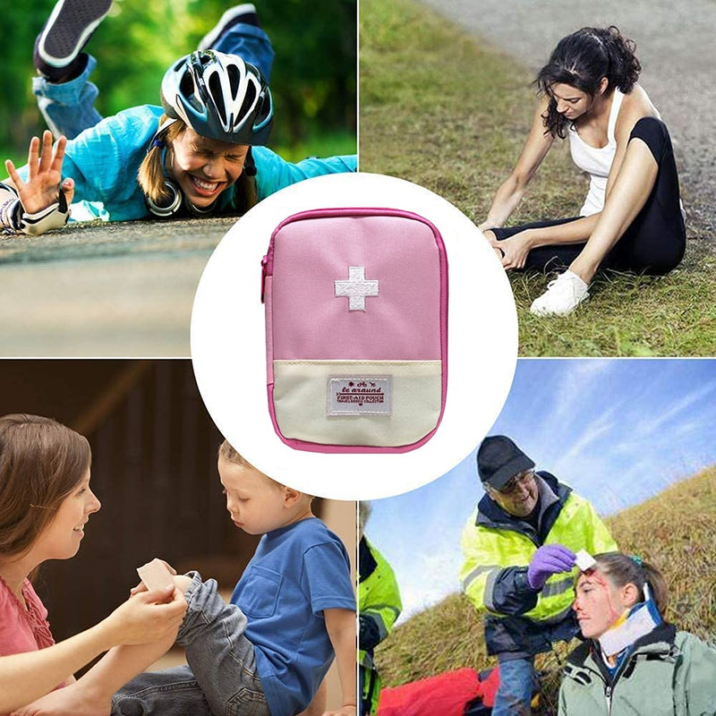 Pack Of 2 Medicine Bag, Mini First Aid Bag, Empty, Portable Mini First Aid Kit, Emergency Bag, For Emergency Situations At Home, Office, Travel, Hiking, Camping (Blue, Pink), Small - NewNest Australia
