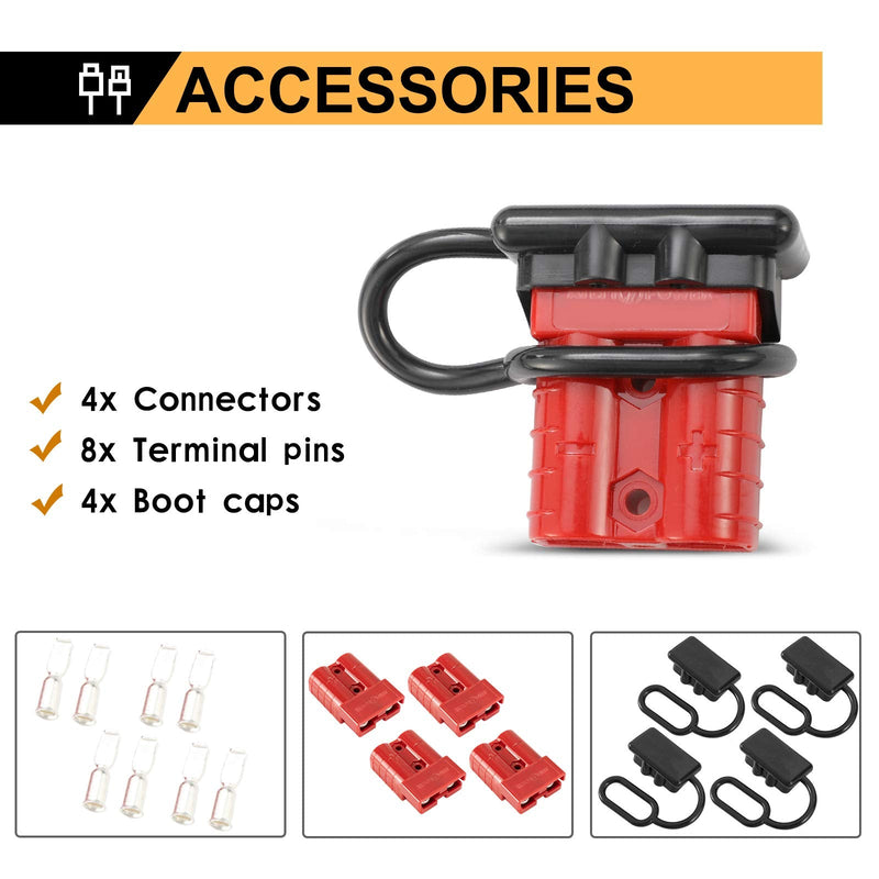 BUNKER INDUST 50A 6-10 Gauge Battery Quick Connect Disconnect Wire Harness Plug Kit 4 Pcs Battery Cable Quick Connect Disconnect Plug for Winch Auto Car Trailer Driver Electrical Devices,Red - NewNest Australia