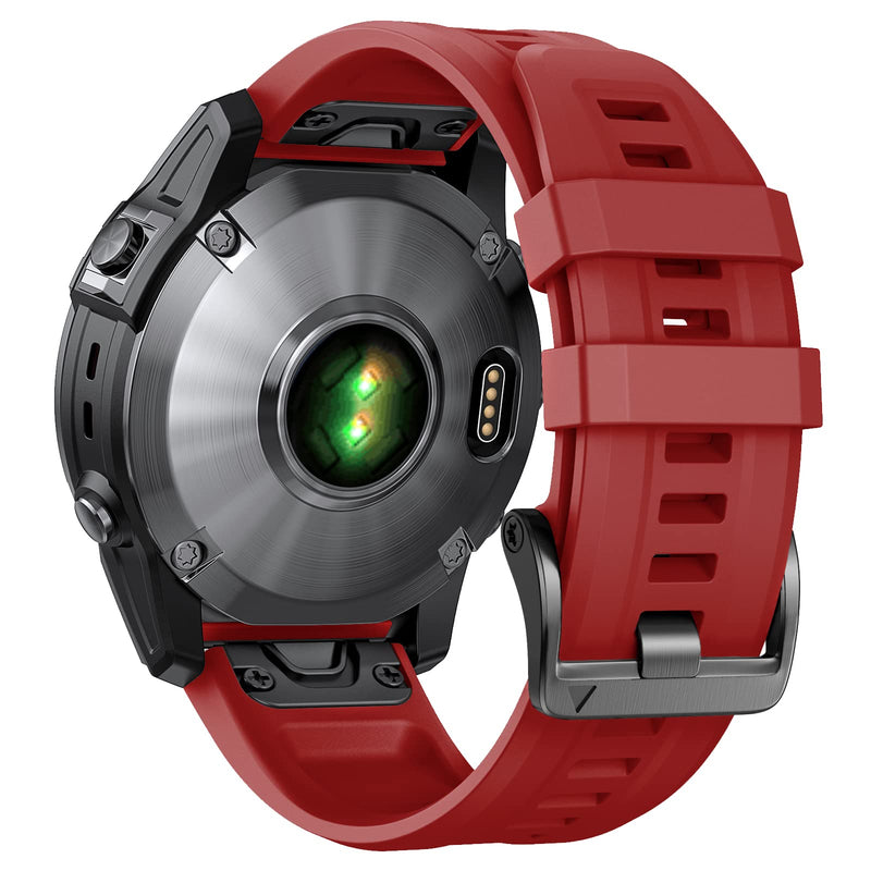 ANCOOL Compatible with Garmin Fenix 7 Band, 22mm Easy-fit Sport Strap Silicone Watch Band Replacement for Fenix 6/Fenix 5/Fenix 5 Plus Smartwatch Red - NewNest Australia
