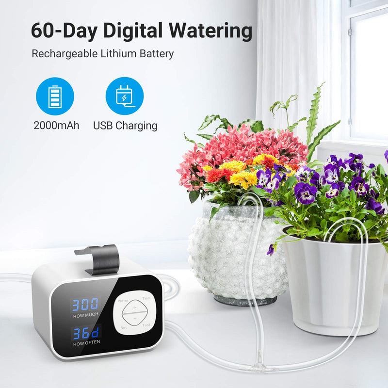 Kollea Automatic Watering System, Indoor Plant Self Watering System Automatic Drip Irrigation Kit with 60-Day Programmable Timer, LED Display & USB Power, Indoor Irrigation System for Potted Plants - NewNest Australia