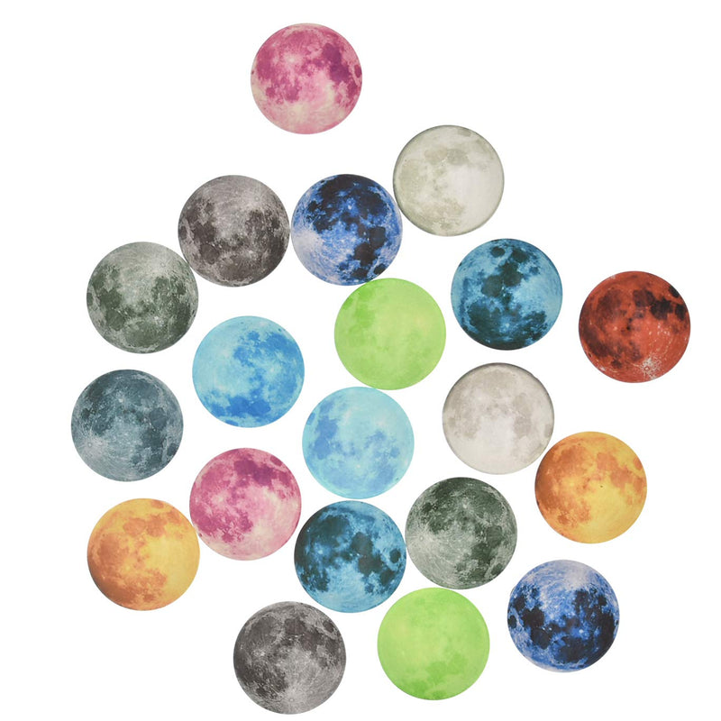 20Pcs 20mm Glow in the Dark Glass Moon Lunar Round Dome Glass Cabochons Flatback for DIY Craft Necklace Bracelet Pendant Making - NewNest Australia