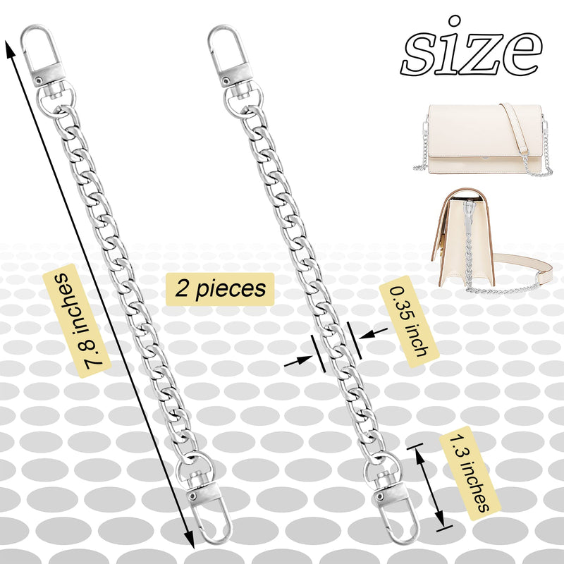 Gondiane 2Pcs Flat Purse Chain Strap Handbag Replacement Strap with Metal Buckles(7.9 Inches/20cm, Silver) 7.9 Inches - NewNest Australia