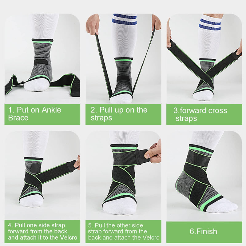 Ankle Support Brace, Foot Heel Support Compression Socks Bandage Adjustable Straps Splint For Achilles Tendonitis Plantar Fasciitis Sprained Ankle Running Sports Protection and Pain Relief(L 1 pack) - NewNest Australia