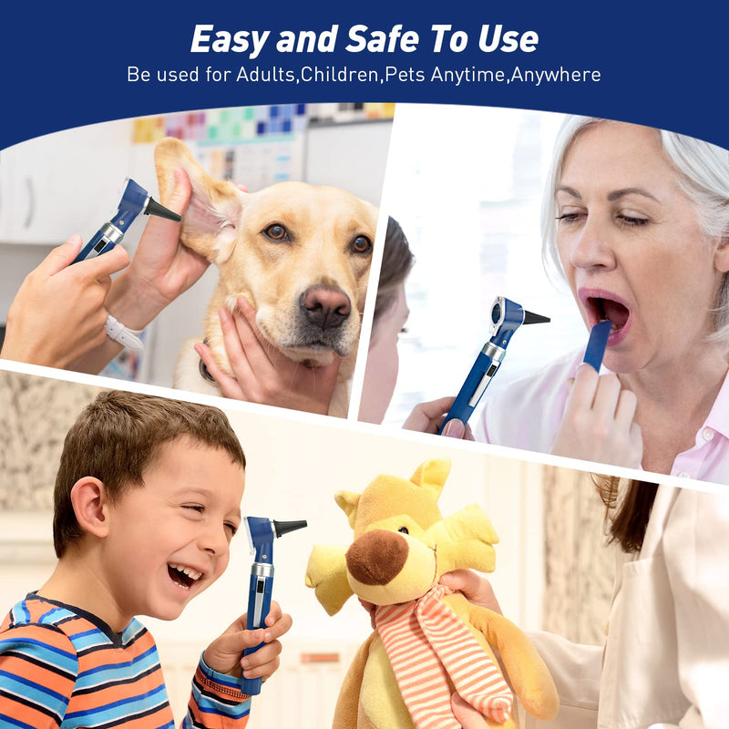 Scian Otoscope Kit - Ear Scope Otoscope With Led Light, 3X Magnification, 4 Speculum Tips Size, Lightweight Diagnostic Ear Care Tool For Children, Adults, Dogs, Home Use (Blue) - NewNest Australia