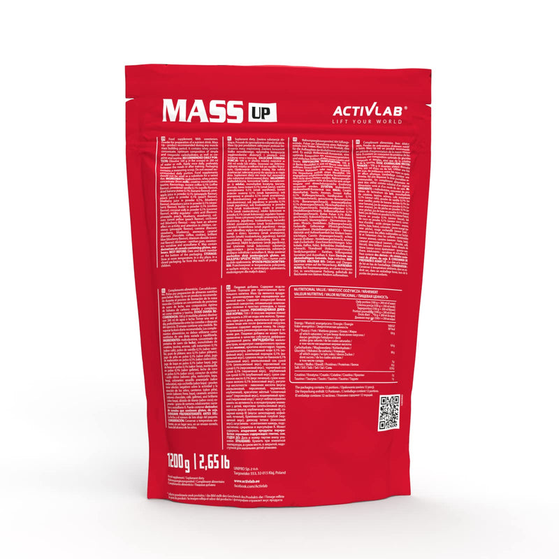 Activlactivlab Mass Up 1200 G Gainer Of Highest Quality Whey Protein Concentrate, Optimal Composition Of Complex And Simple Carbohydrate, Contains Creatine With Taurine 10 G Protein Per Serving Caramel - NewNest Australia