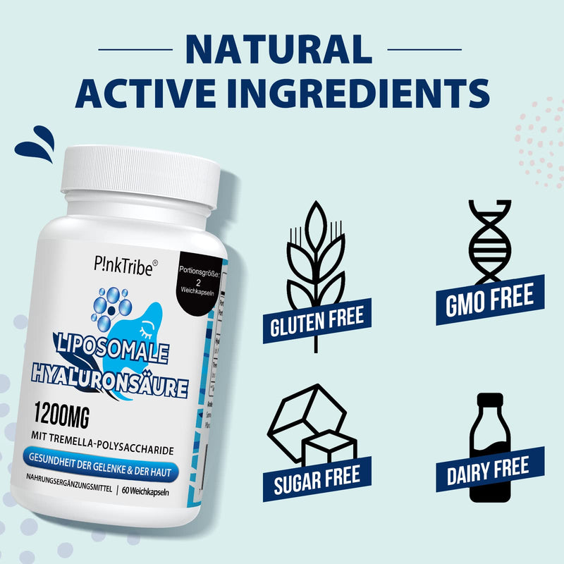 Liposomal Hyaluronic Acid Capsules - High Dose With 1000 Mg Hyaluronic Acid, High Molecular Hyaluronic Acid (500-700 Kda), Free From Additives, 60 Pieces (Pack Of 2) Pack Of 2 - NewNest Australia