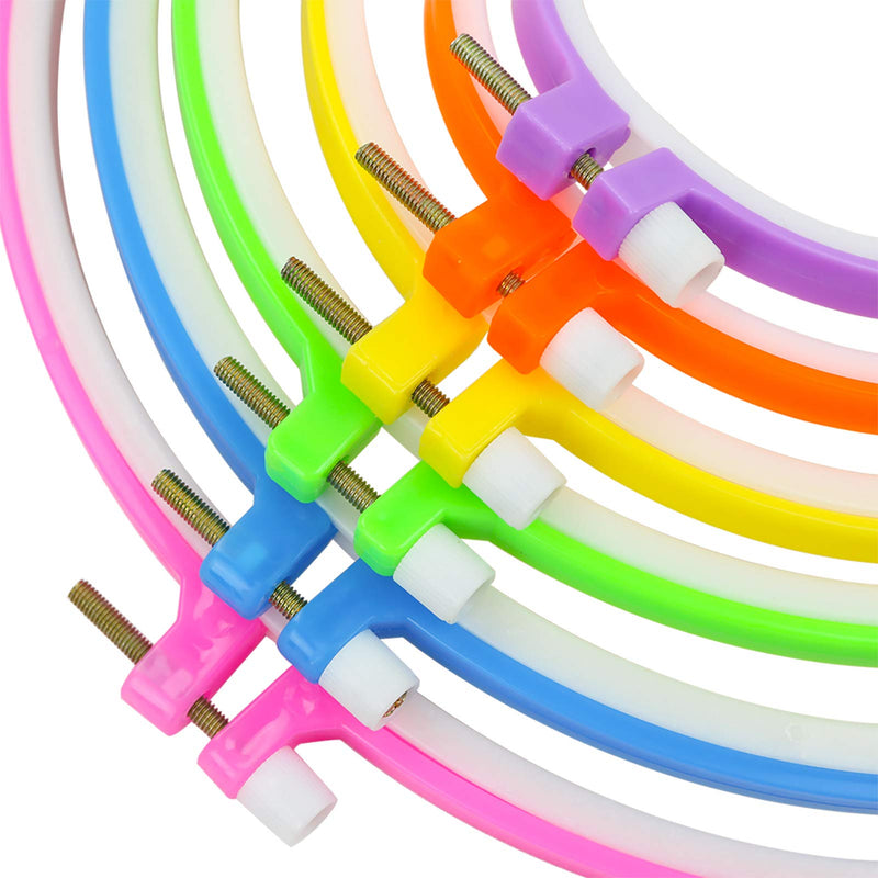 Similane 6 Pieces Embroidery Hoops, Plastic Circle Cross Stitch Hoop Ring 3.4 inch to 10.2 inch (Multicolor) for Embroidery and Cross Stitch - NewNest Australia
