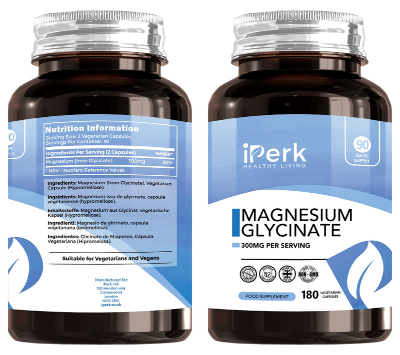 Magnesium Glycinate Capsules Provide 300 mg of Pure Elemental Magnesium Per Serving 180 Vegan Caps | Magnesium Supplement Non GMO, Dairy & Gluten Free - NewNest Australia
