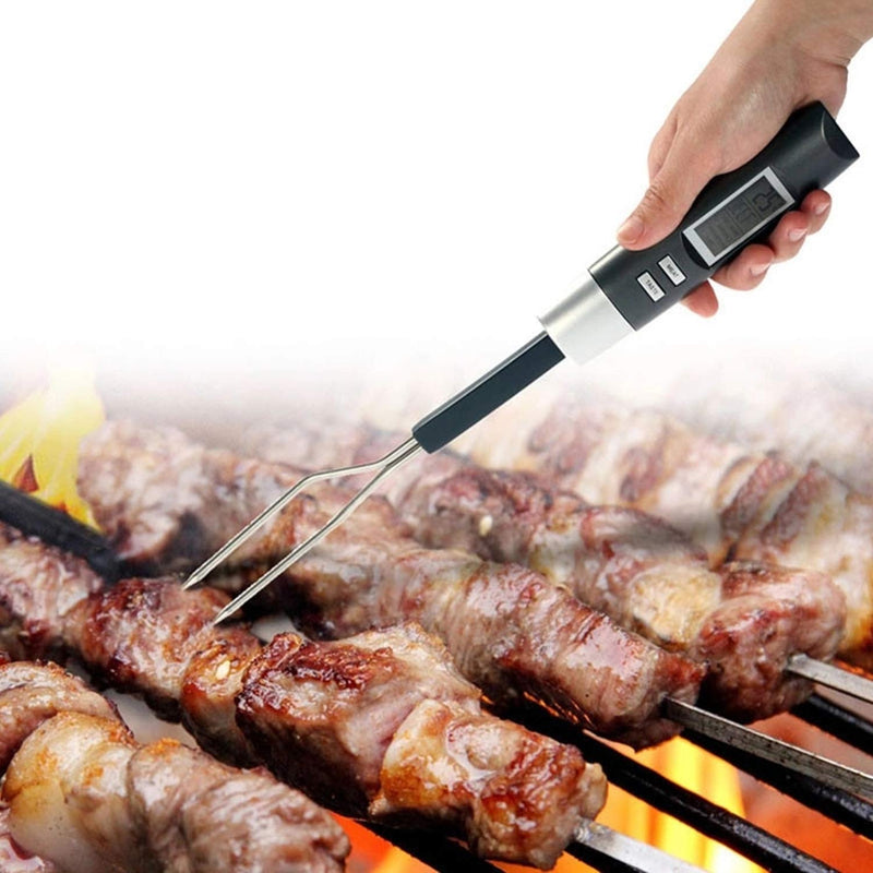 NewNest Australia - Meat Thermometer Fork BBQ Fork with Thermometer Digital BBQ Fork Thermometer Digital Cooking Fork Instant Read Fork for Kitchen, Grilling, Smoker, Barbecue, Turkey 