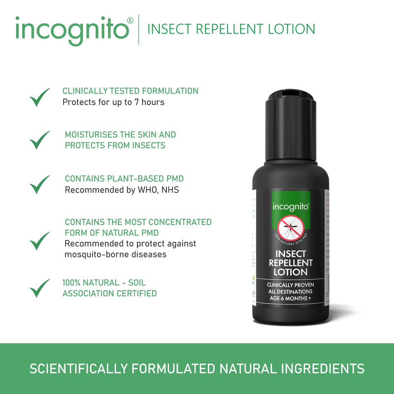 Incognito Insect Repellent Lotion 50ml | Protects for Up to 7 Hours | Natural DEET Free Formula | Insect Repellent & Moisturiser for Soft Protected Skin | Travel Friendly Organic Mosquito Repellent - NewNest Australia