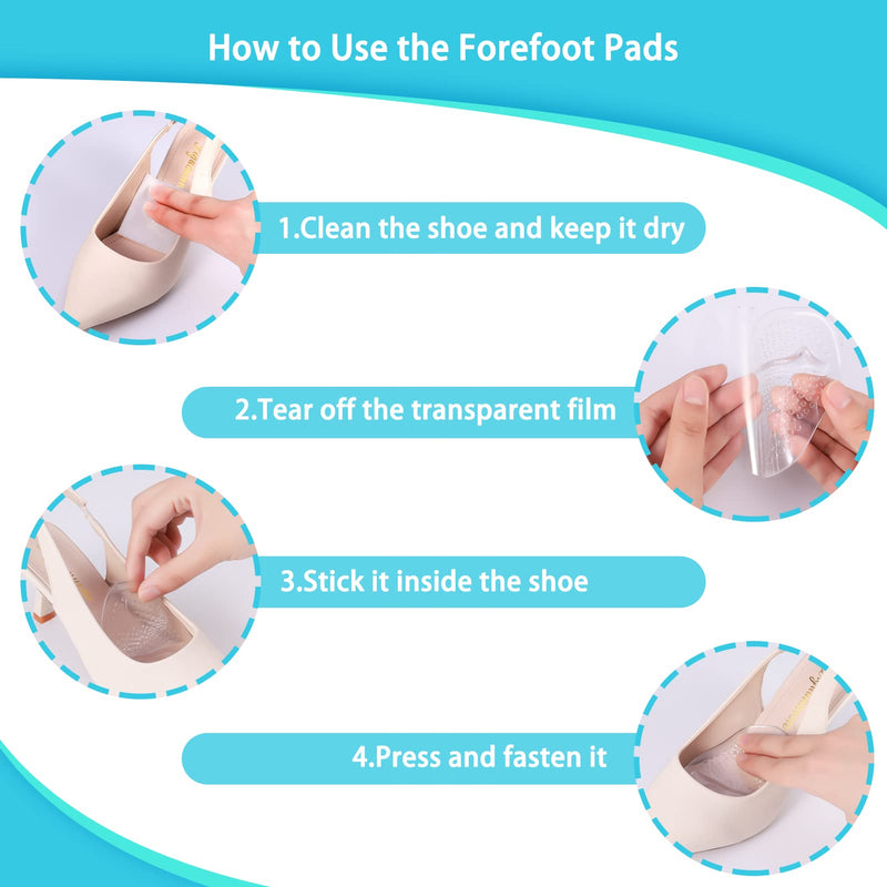 Fuyamp 3 Pairs Gel Insoles for High Heels, Metatarsal Pads Shoe Insoles High Heel Pads Foot Relief Pads, Soft Gel Pads Heel Inserts Foot Gel Pads Cushions Gel Cushions for Women Shoes Heels(Clear) Clear - NewNest Australia