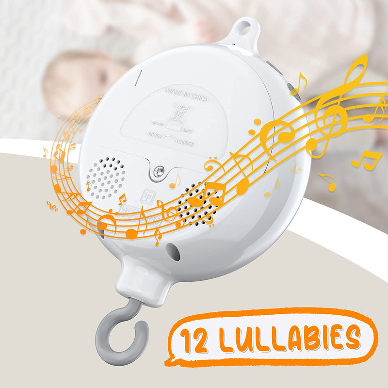 FEISIKE Baby Crib Mobile Arm with Music Box Spin Motor,23 Inch,Volume Control,3 Modes(Turn & Music,Turn Only, Music Only),Nursery Decor Hanger,Holder for DIY Clamp Mobile,12 Lullabies,30 Min Auto-Off White,mobile arm with music box - NewNest Australia