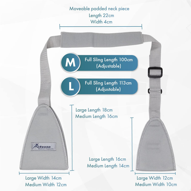 Actesso Web Medical Arm Sling - Designed to immobilise and stabilise The arm, Wrist, and Shoulder Following Injuries or for a Broken arm and cast Support. (Medium) Grey M (Pack of 1) - NewNest Australia