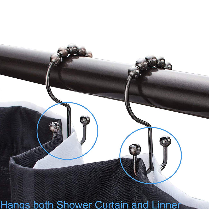 TopAAA Metal Double Glide Roller Shower Curtain Hooks Rings,100% Stainless Steel, Set of 12 (Oil Rubbed Bronze) Oil Rubbed Bronze - NewNest Australia