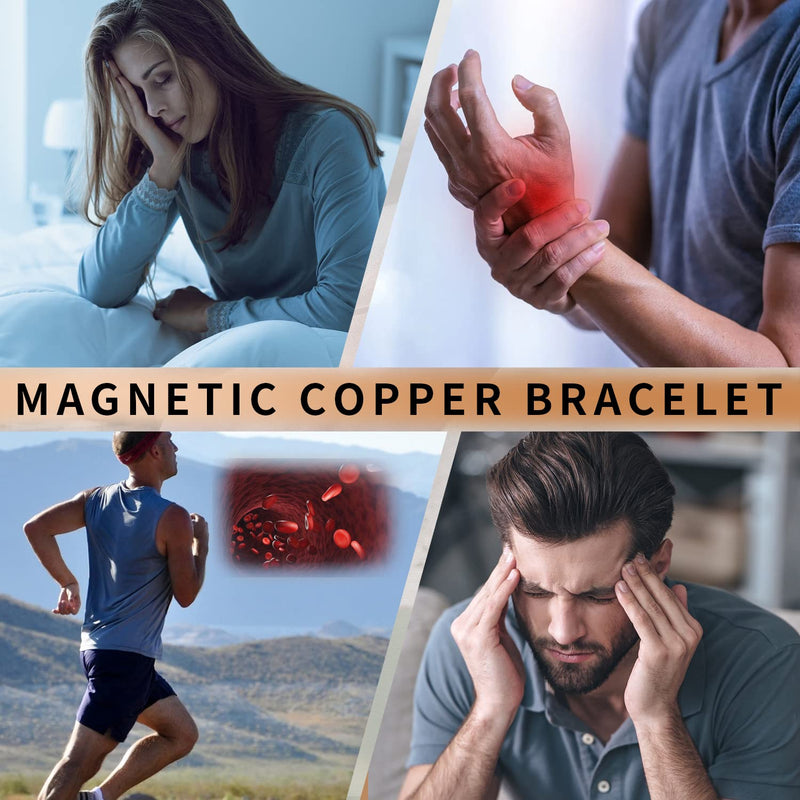 MagEnergy Mens Copper Bracelets 9" Link Adjustable Pure Copper with Double Row 3500 Gauss Magnets,Jewerly Gift with Links Removal Tool Copper 1 - NewNest Australia