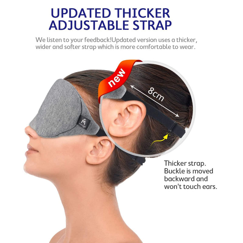 Mavogel Cotton Sleep Eye Mask - Updated Design Light Blocking Sleep Mask, Soft and Comfortable Night Eye Mask for Men Women, Eye Blinder for Travel/Sleeping/Shift Work, Includes Travel Pouch, Grey - NewNest Australia