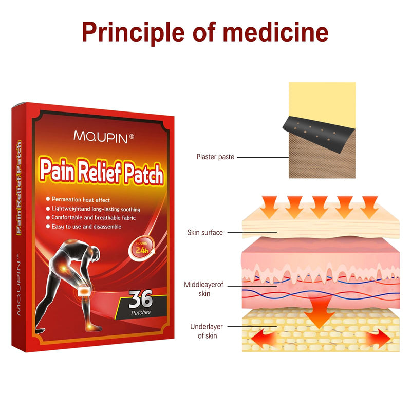 Pain Relief Patch Plaster,MQUPIN Heat Patches 8-12h Long Lasting Effect Pain Relief Patches for Back Knee Joint Neck Shoulder Pain Muscle Pain Relief (36 Patches) 36 - NewNest Australia