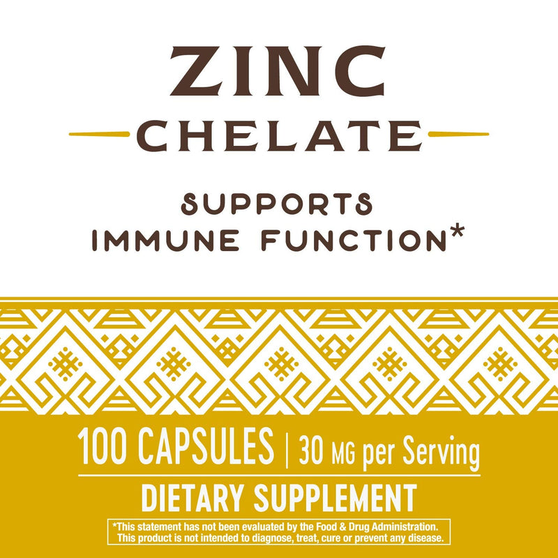 Nature's Way Zinc Chelate, Supports Immune Function*, 30 mg per Serving, 100 Capsules - NewNest Australia