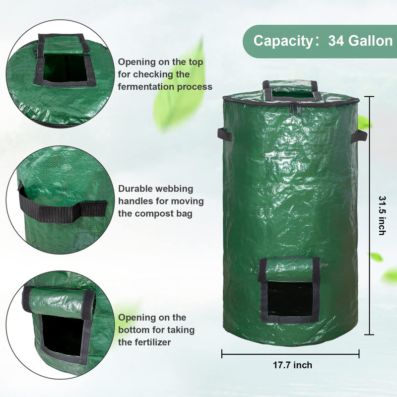 MyLifeUNIT Compost Bag, Reusable Garden Yard Waste Bag, 34 Gallon (1 Pack) 1 - NewNest Australia