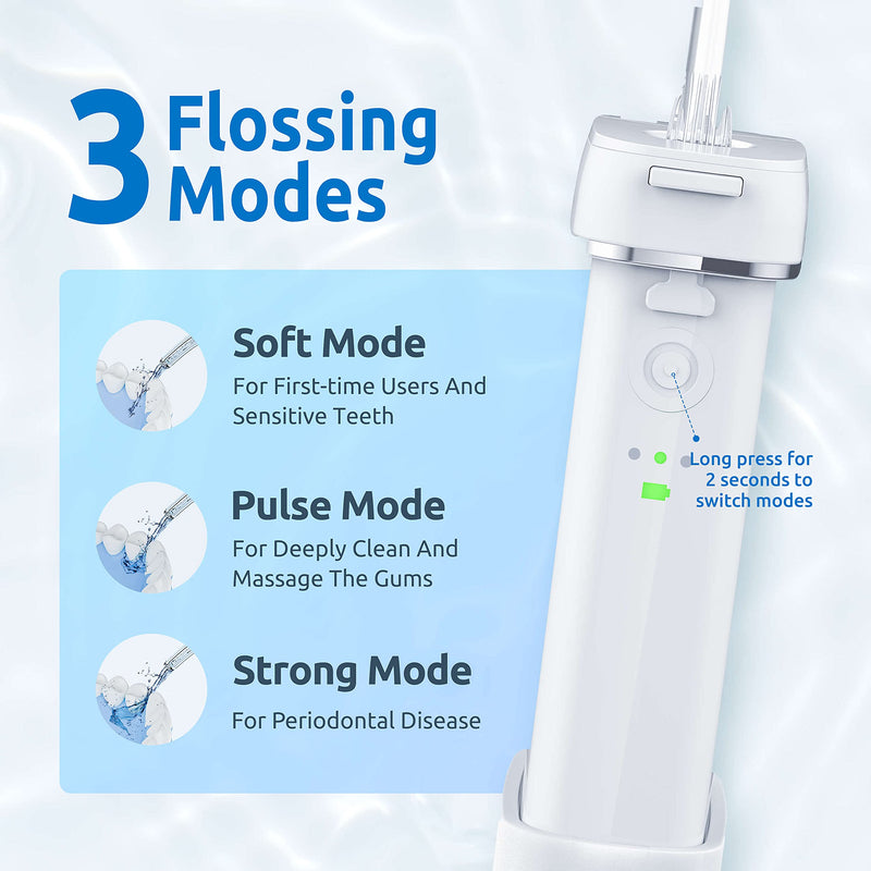 Water Flosser [Mini Cordless Portable] Oral Irrigator Water Teeth Cleaner Pick, Telescopic Water Tank, 3 Modes & IPX7 Waterproof, Home & Travel Water Flossers for Teeth, Braces Bridges Care. - NewNest Australia