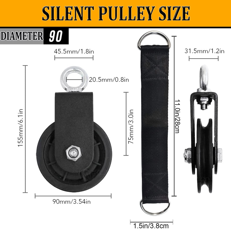 Silent Pulley Cable Pulley 360 Degree Rotation Traction Wheel for LAT Pulley System DIY Attachment Home Gym Accessories Lifting Blocks Hoists Ladder Lift Home Projects Clothesline Shop Lifts (3.54in) 3.54in - NewNest Australia